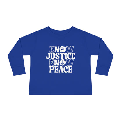 “Know Justice, Know Peace (Classic)” Toddler Long Sleeve Tee