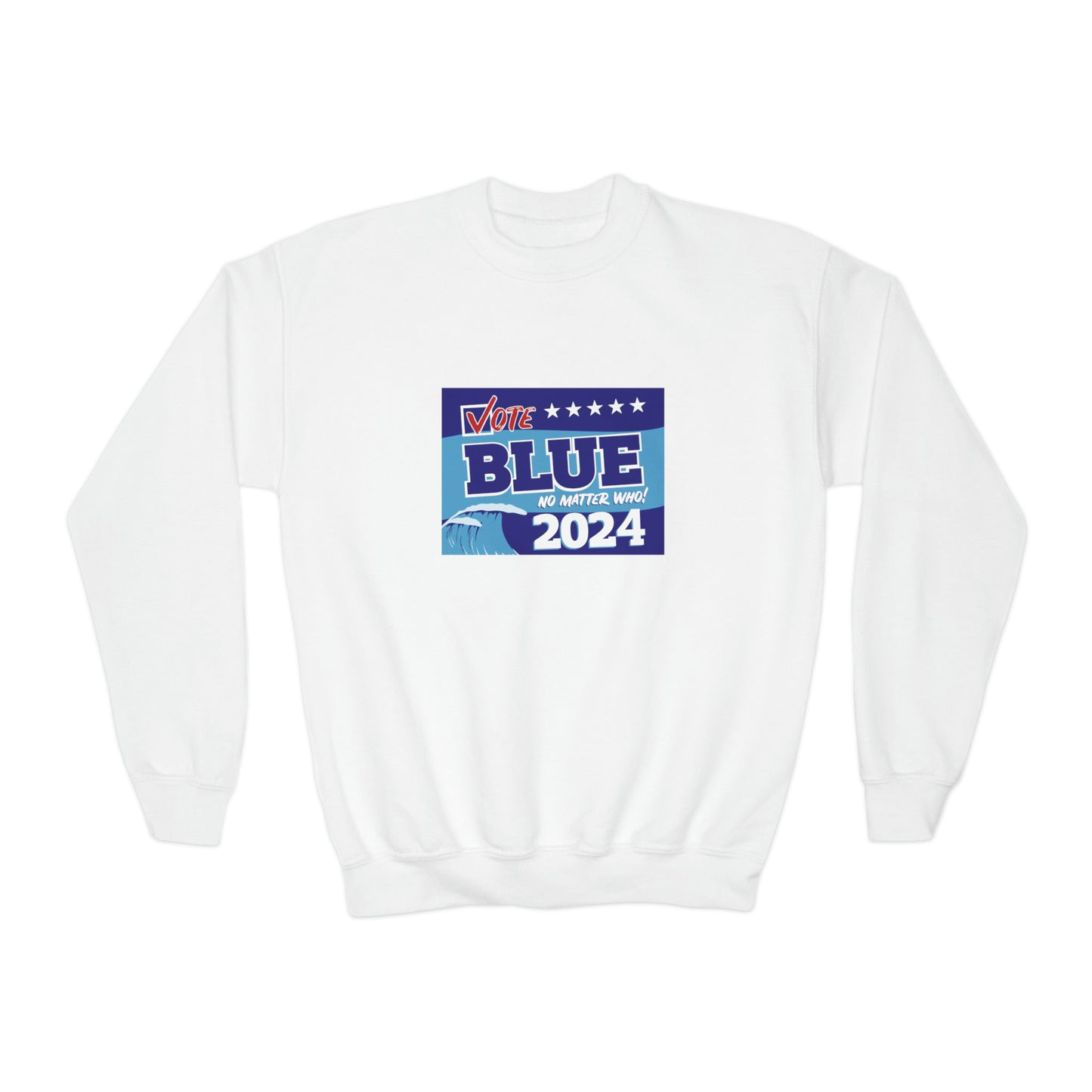 “Vote Blue No Matter Who, Blue Wave 2024” Youth Sweatshirt