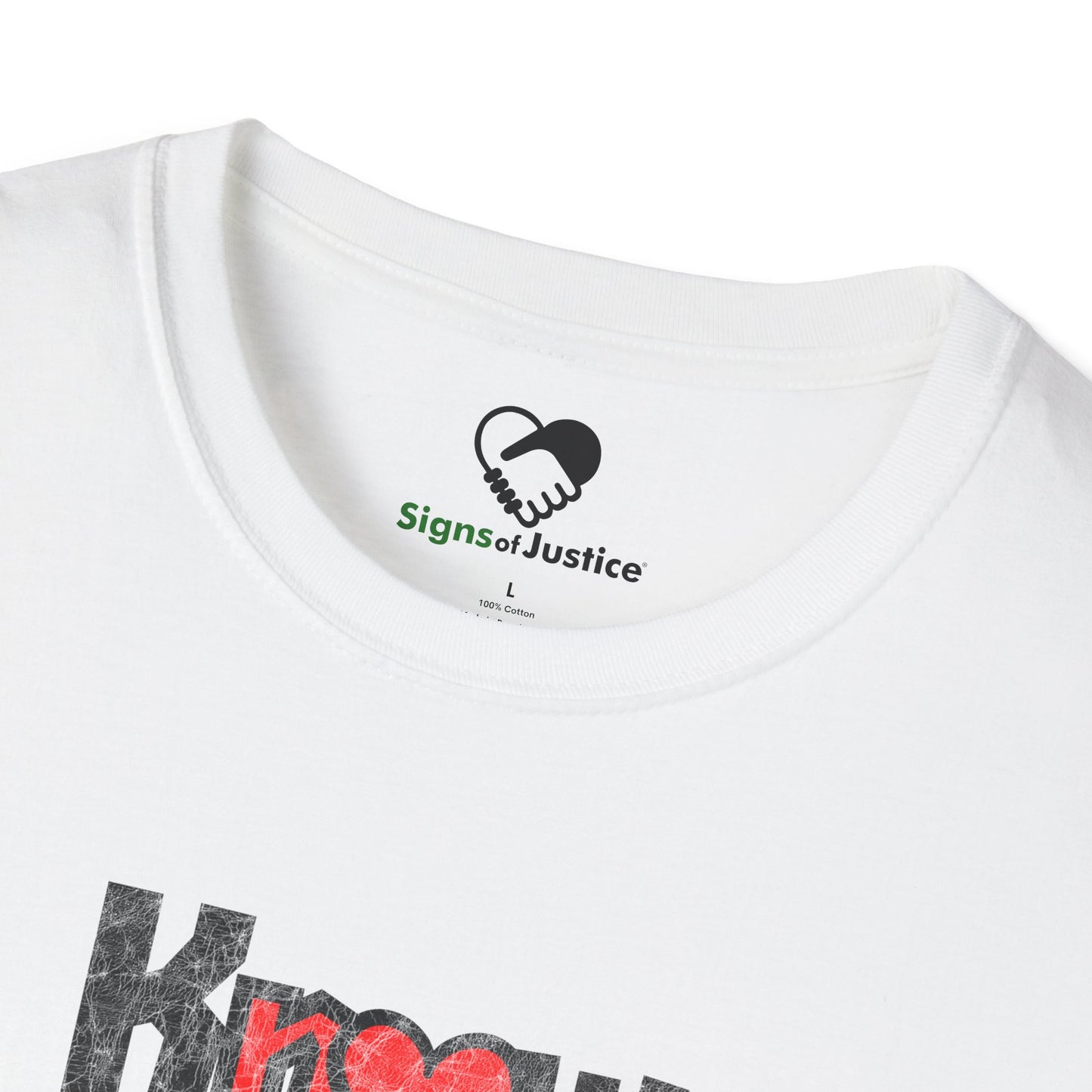 “Know Justice, Know Peace (Heart of Awareness)” Unisex T-Shirt