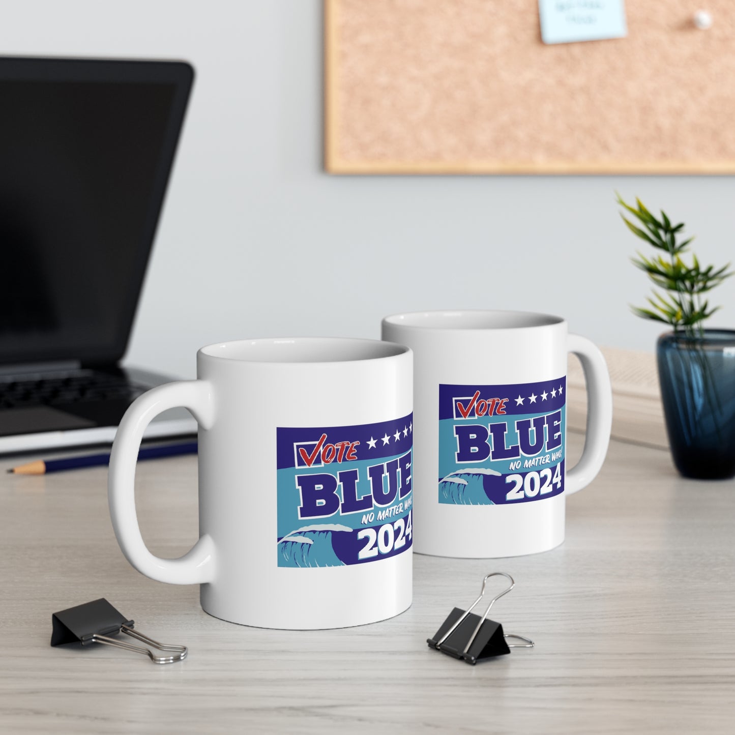 “Vote Blue No Matter Who, Blue Wave 2024” 11 oz. Mug