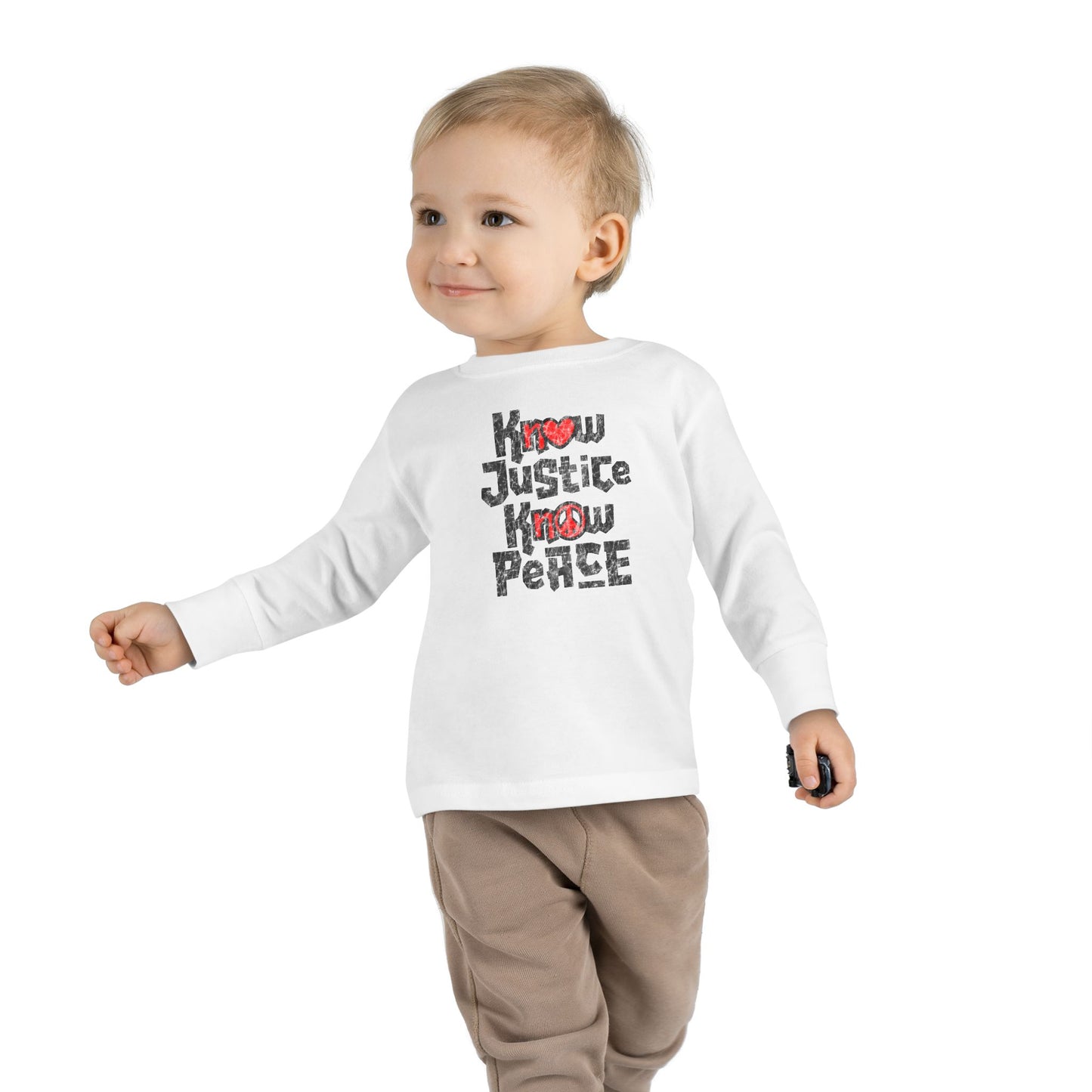 “Know Justice, Know Peace (Heart of Awareness)” Toddler Long Sleeve Tee