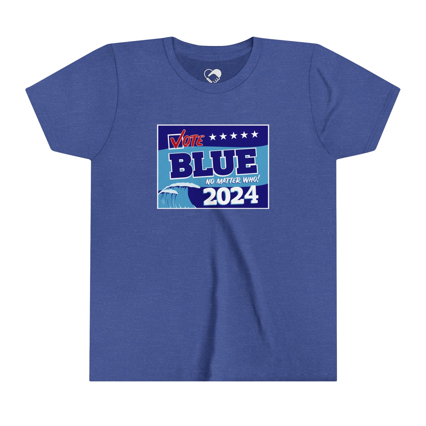 “Vote Blue No Matter Who, Blue Wave 2024” Youth T-Shirt