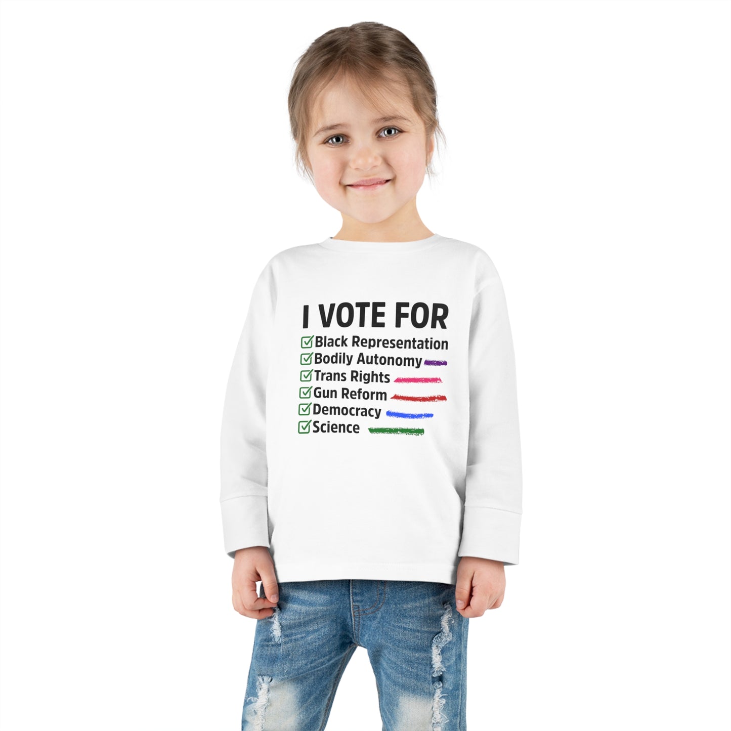 “I Vote For” Toddler Long Sleeve Tee