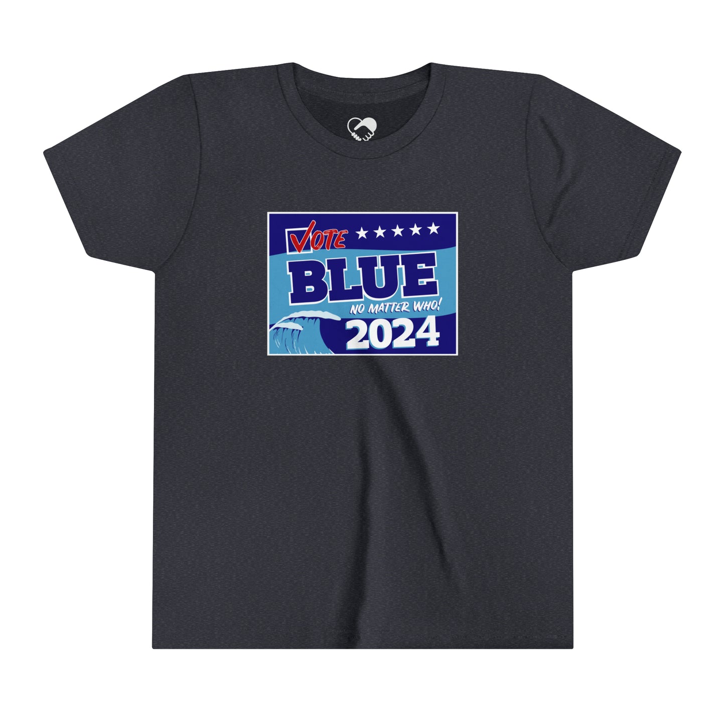 “Vote Blue No Matter Who, Blue Wave 2024” Youth T-Shirt