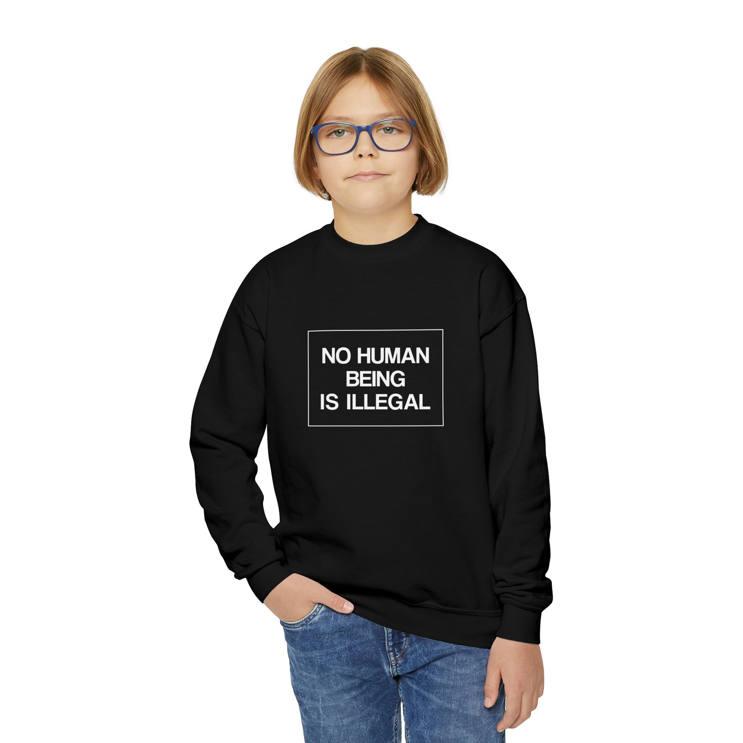 “No Human Being is Illegal” Youth Sweatshirt