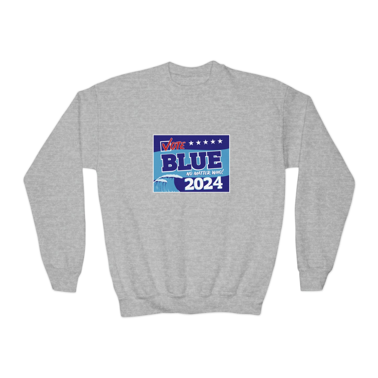 “Vote Blue No Matter Who, Blue Wave 2024” Youth Sweatshirt