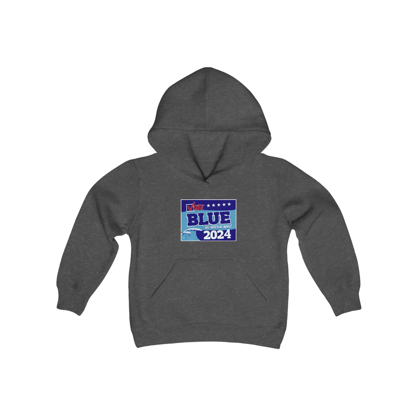 “Vote Blue No Matter Who, Blue Wave 2024” Youth Hoodie