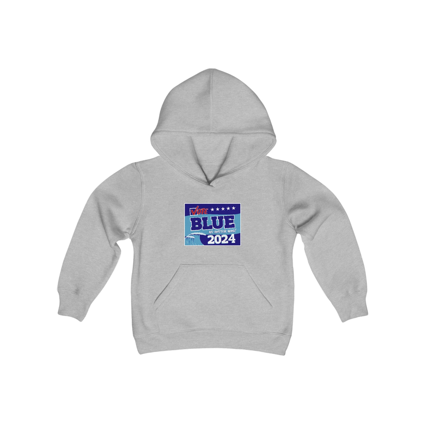 “Vote Blue No Matter Who, Blue Wave 2024” Youth Hoodie