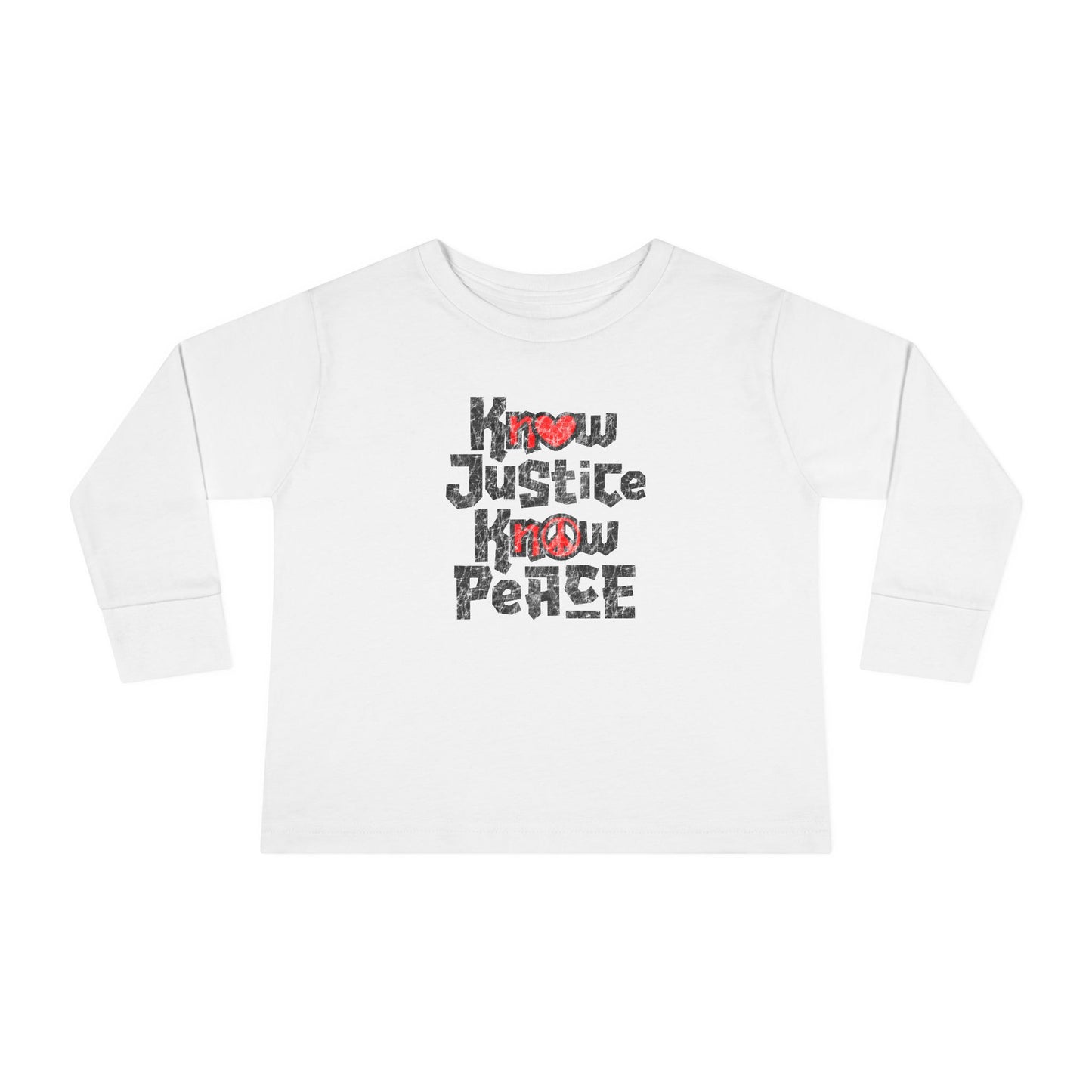“Know Justice, Know Peace (Heart of Awareness)” Toddler Long Sleeve Tee