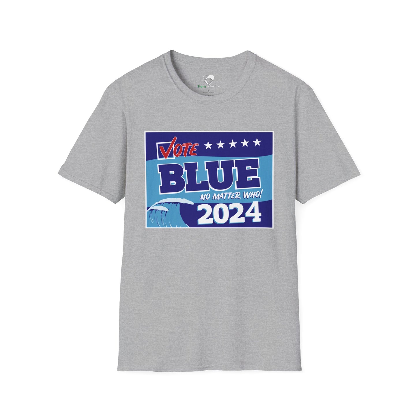 “Vote Blue No Matter Who, Blue Wave 2024” Unisex T-Shirt