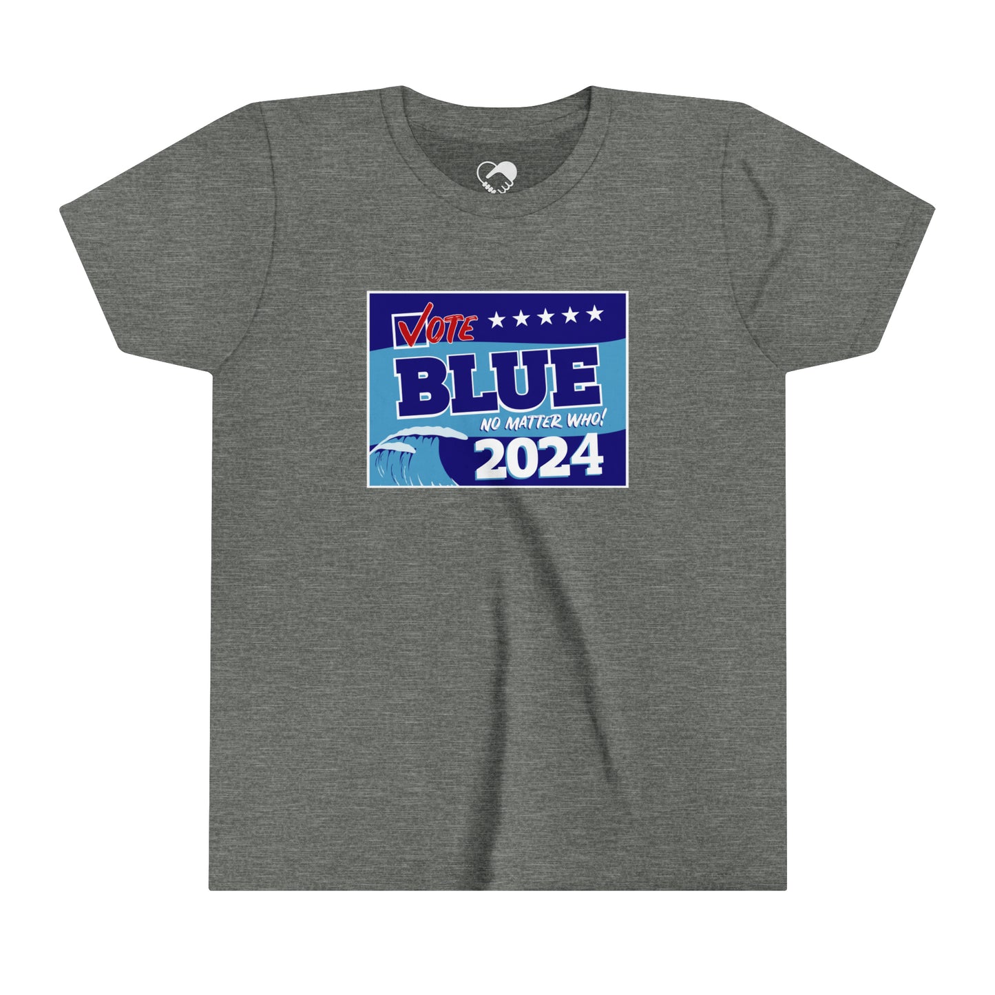 “Vote Blue No Matter Who, Blue Wave 2024” Youth T-Shirt