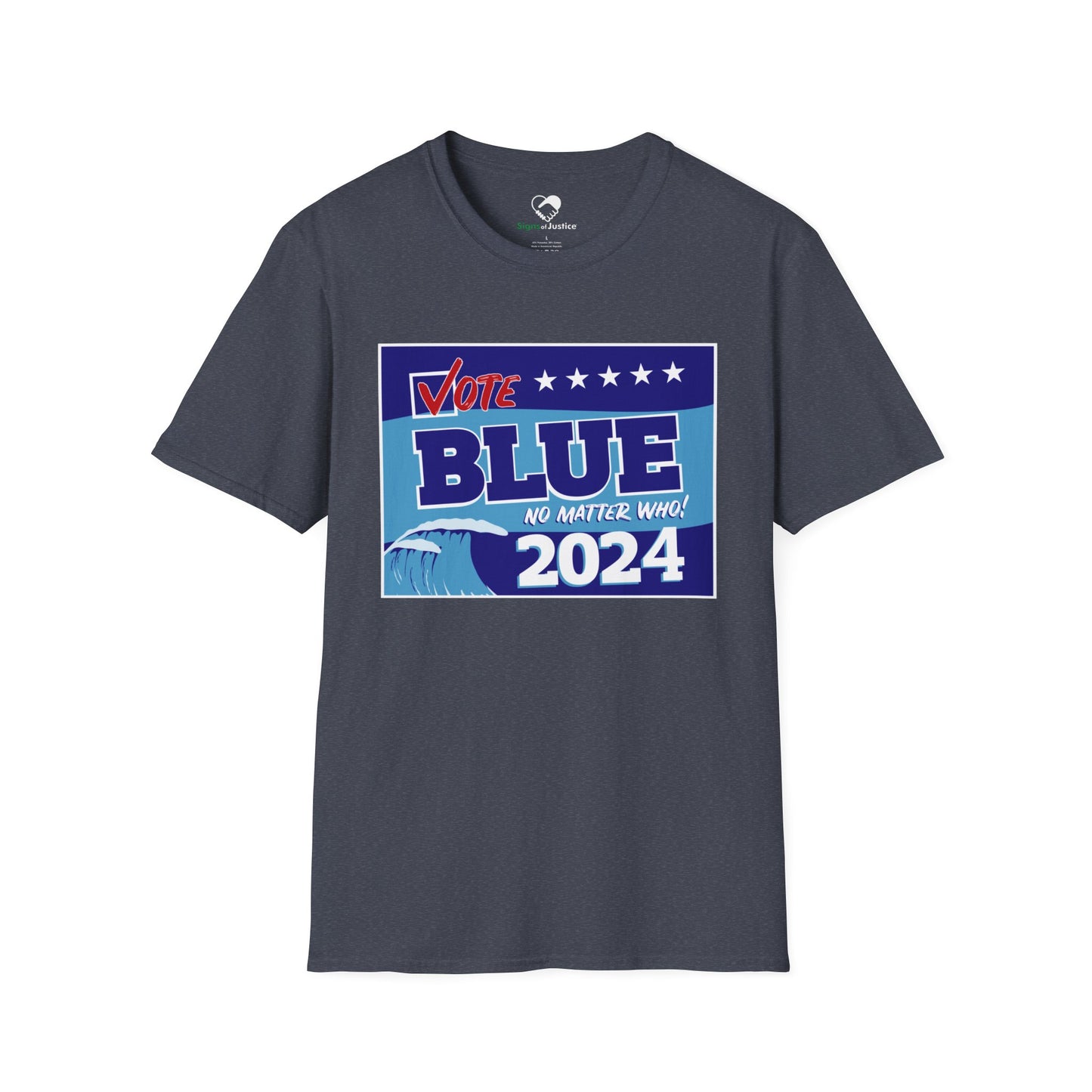 “Vote Blue No Matter Who, Blue Wave 2024” Unisex T-Shirt