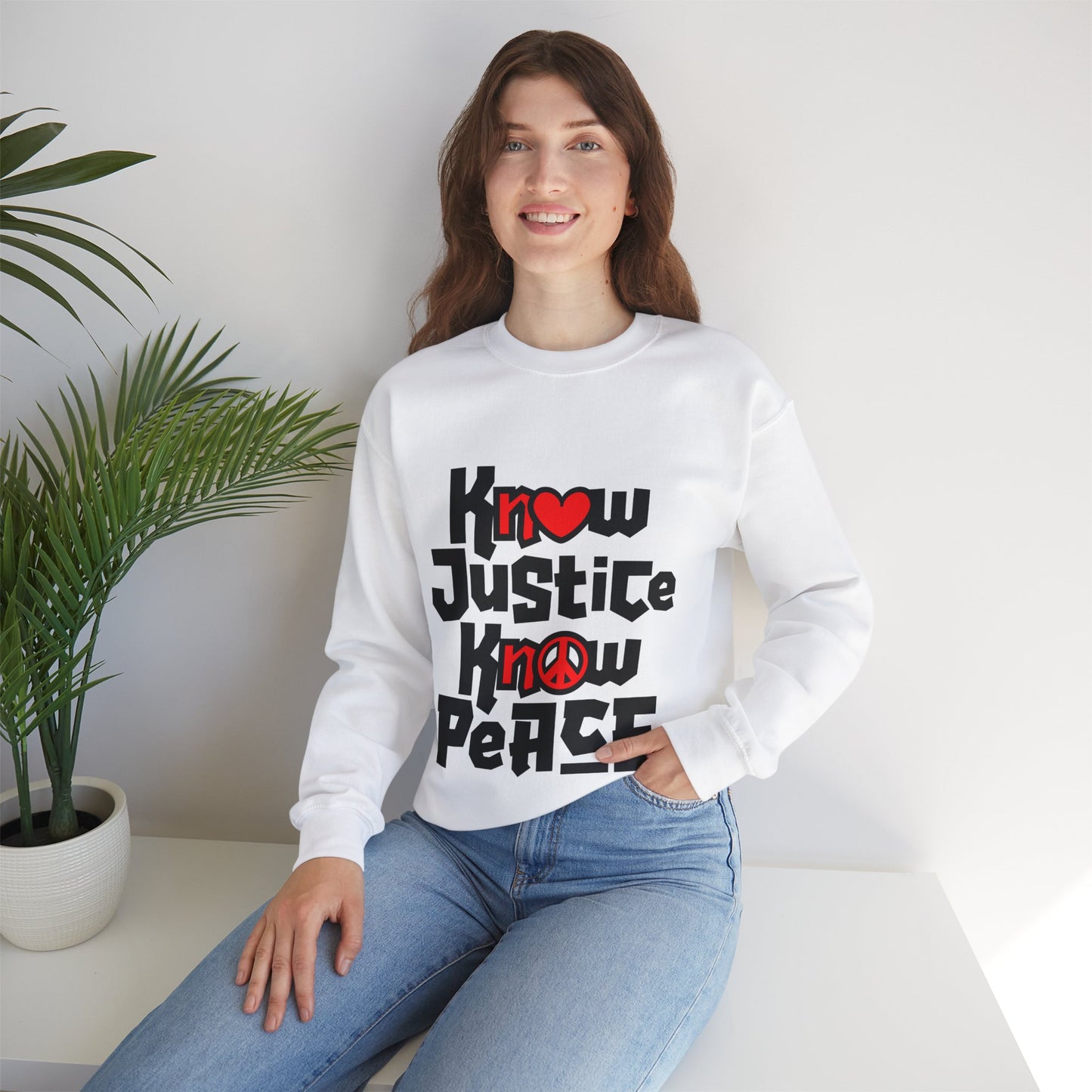 “Know Justice, Know Peace (Heart of Awareness)” Unisex Sweatshirt