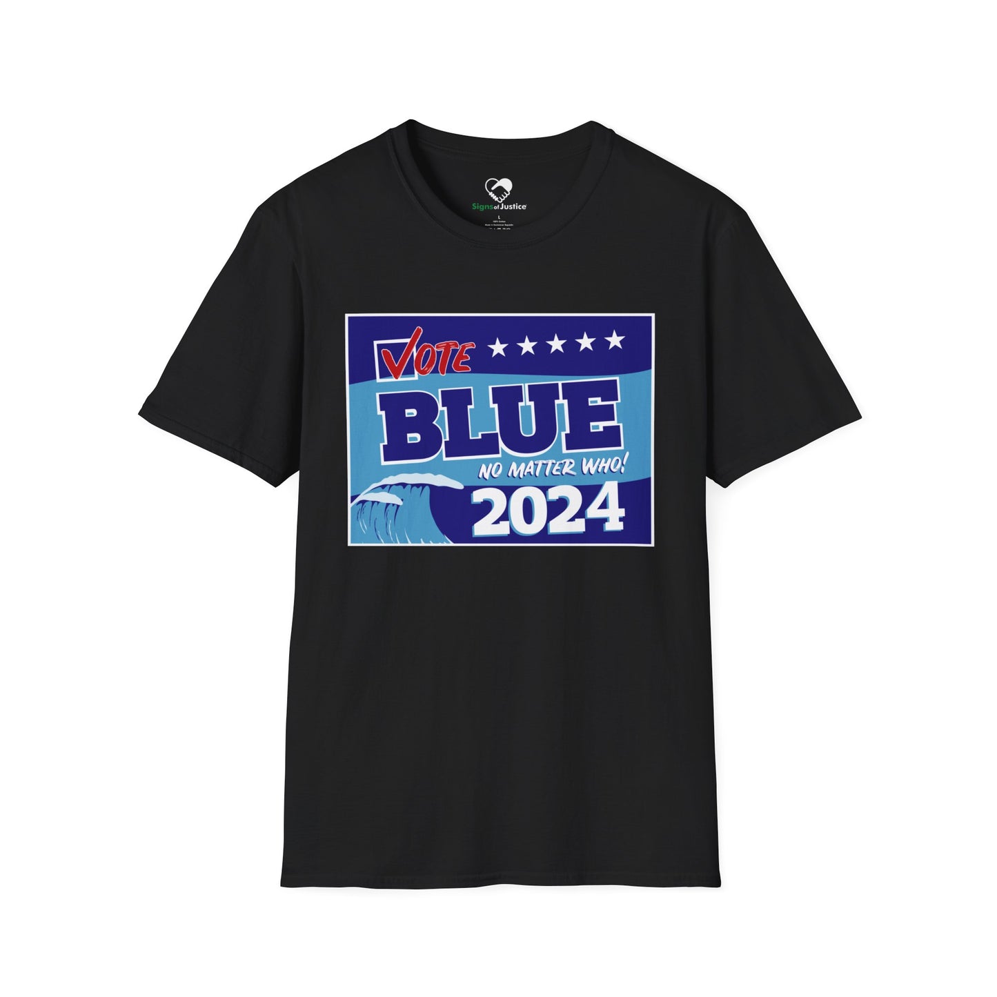 “Vote Blue No Matter Who, Blue Wave 2024” Unisex T-Shirt