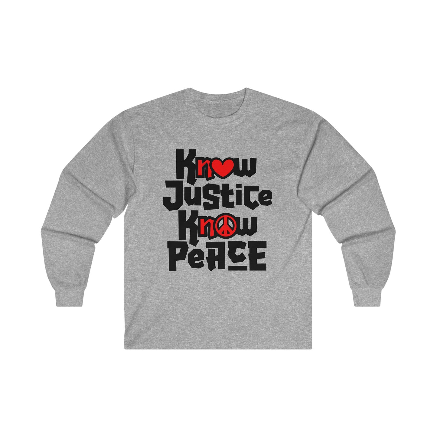 “Know Justice, Know Peace (Heart of Awareness)” Unisex Long Sleeve T-Shirt