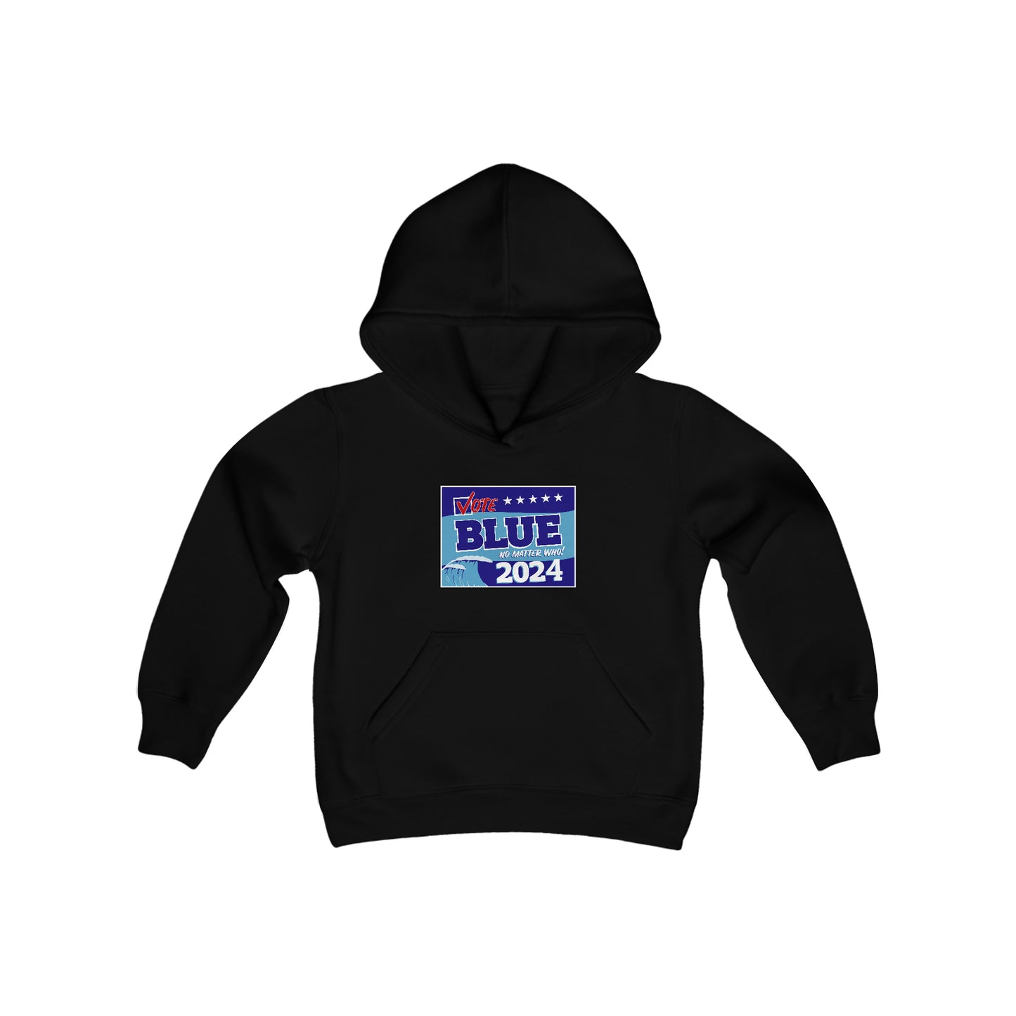 “Vote Blue No Matter Who, Blue Wave 2024” Youth Hoodie