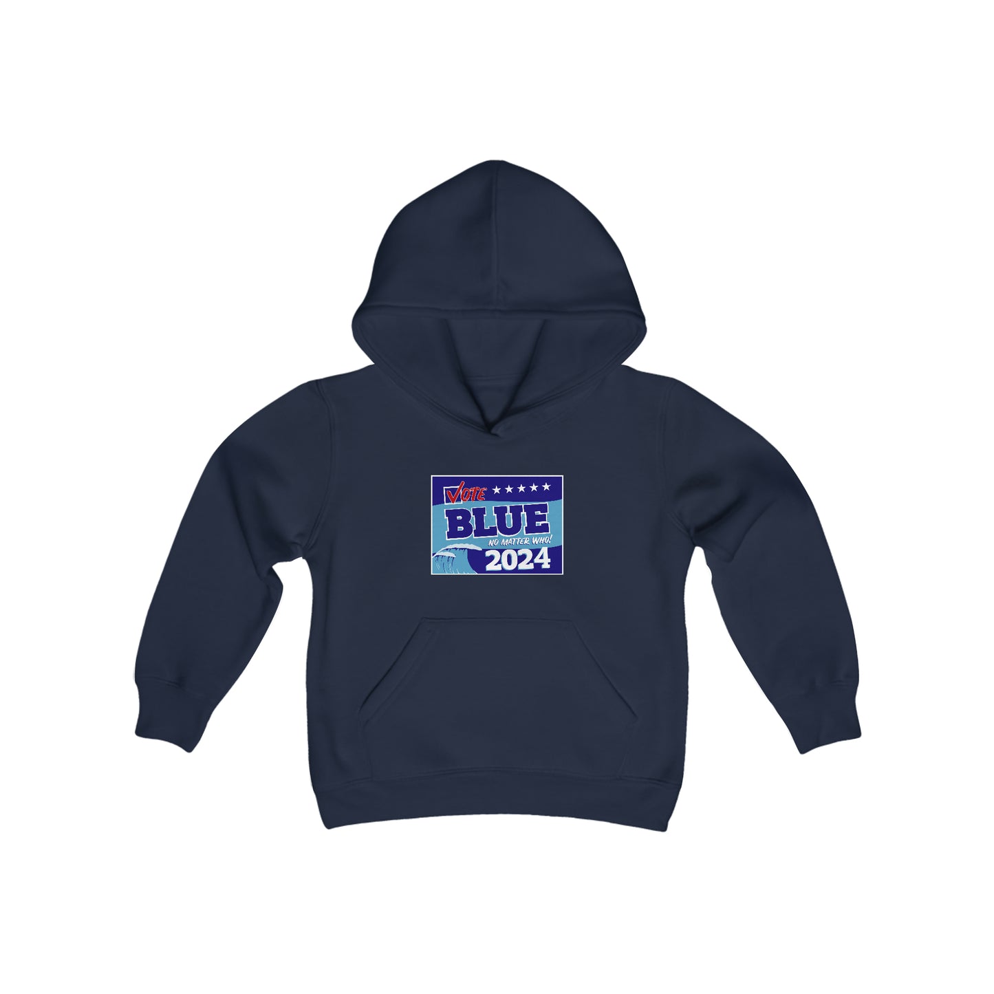 “Vote Blue No Matter Who, Blue Wave 2024” Youth Hoodie