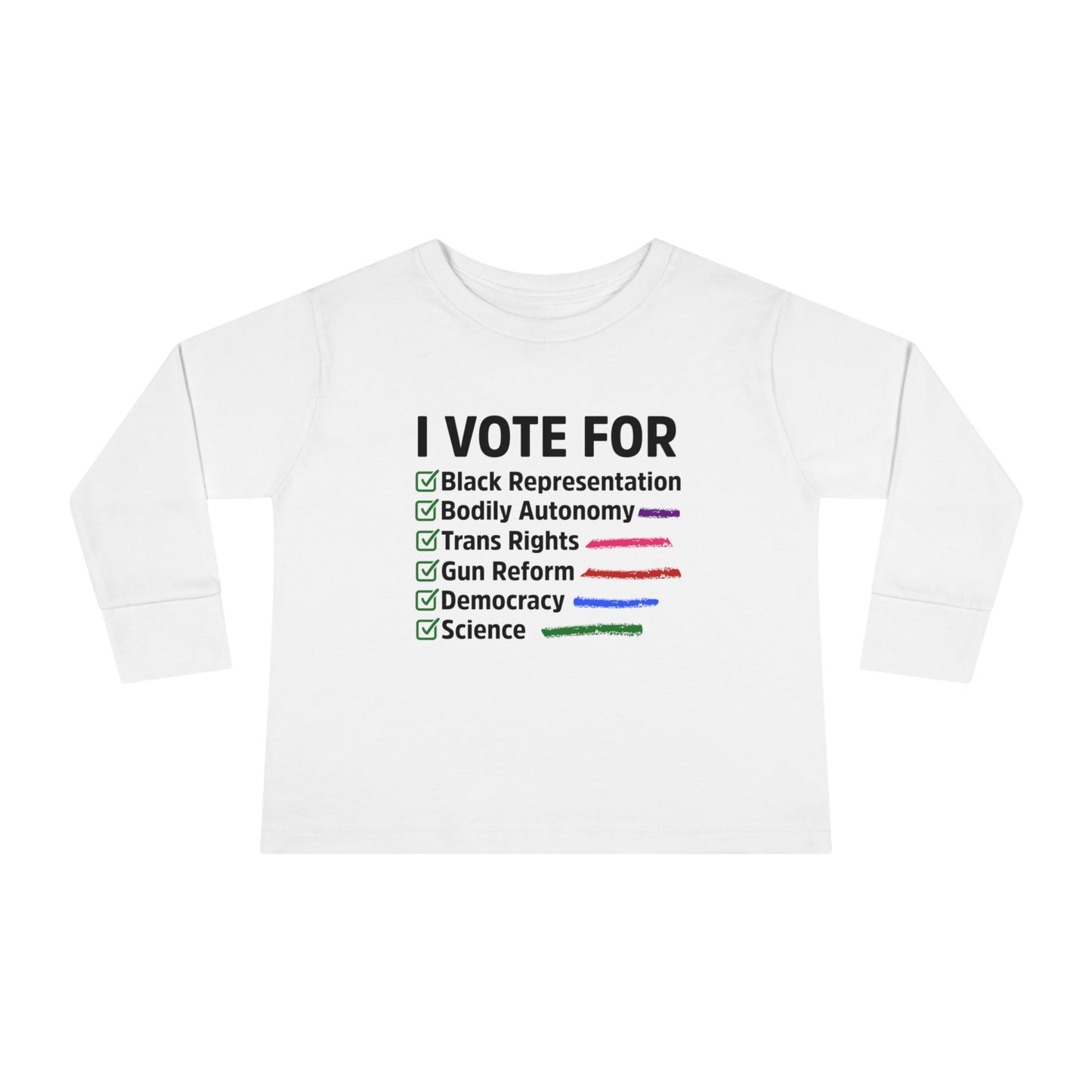 “I Vote For” Toddler Long Sleeve Tee