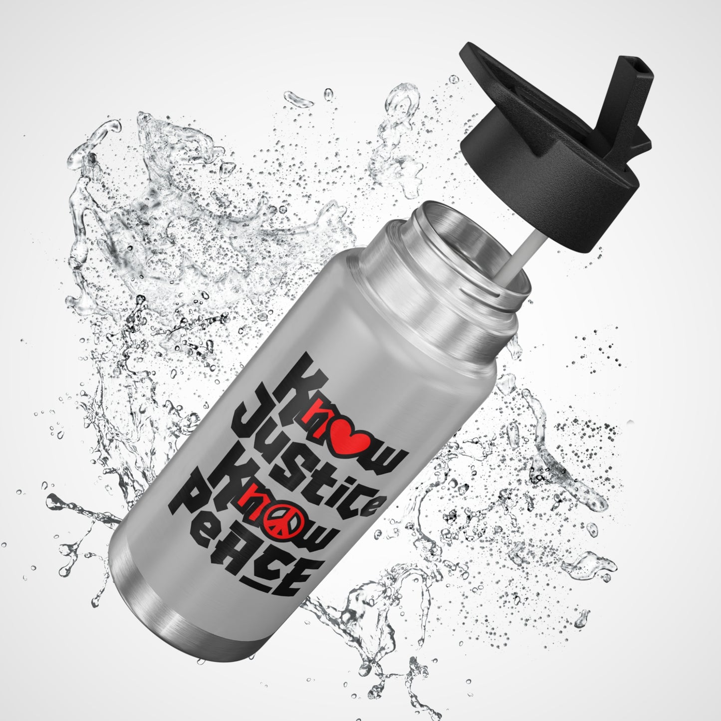 “Know Justice, Know Peace (Heart of Awareness)” 32 oz. Tumbler/Water Bottle
