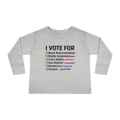 “I Vote For” Toddler Long Sleeve Tee