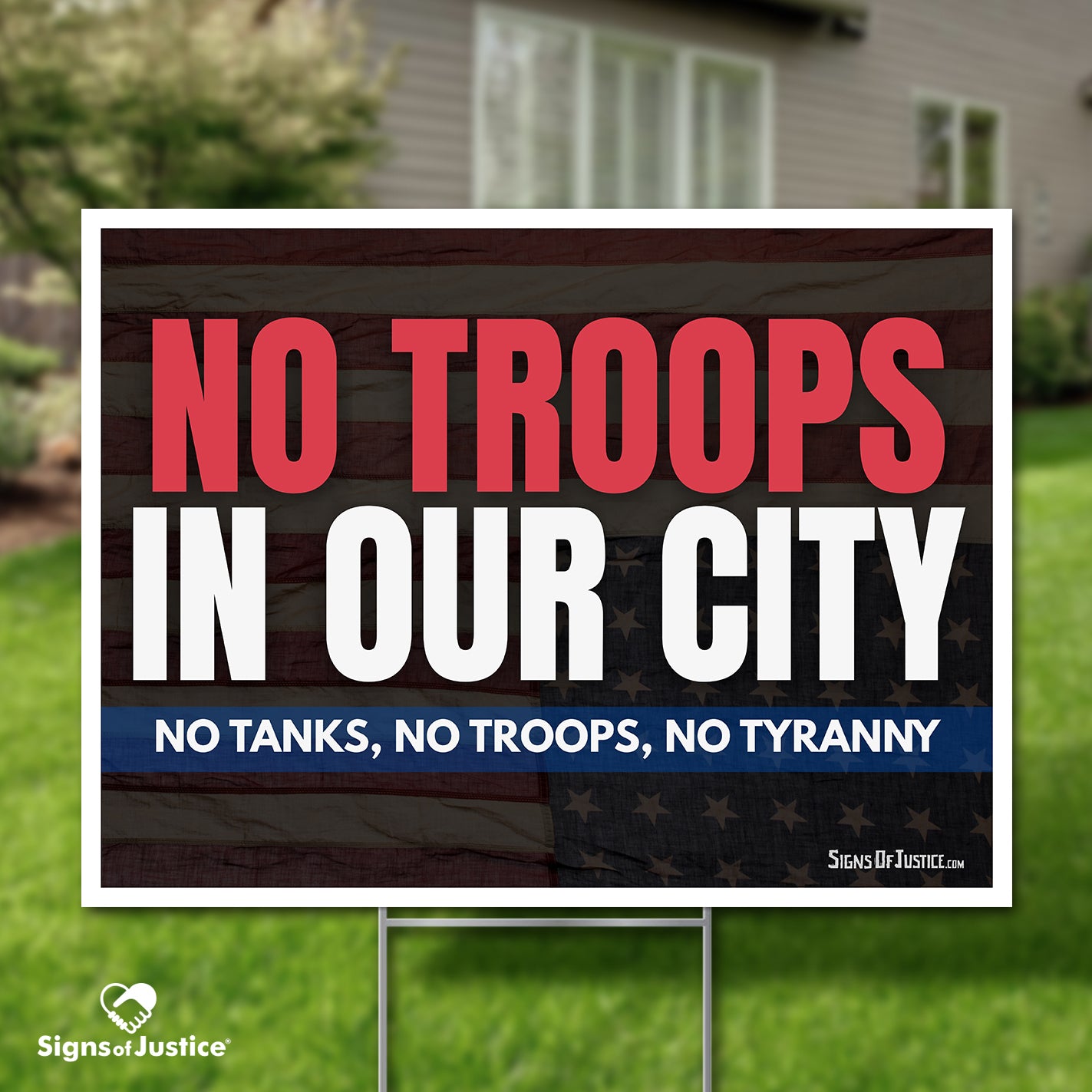 "No Troops" Yard Sign
