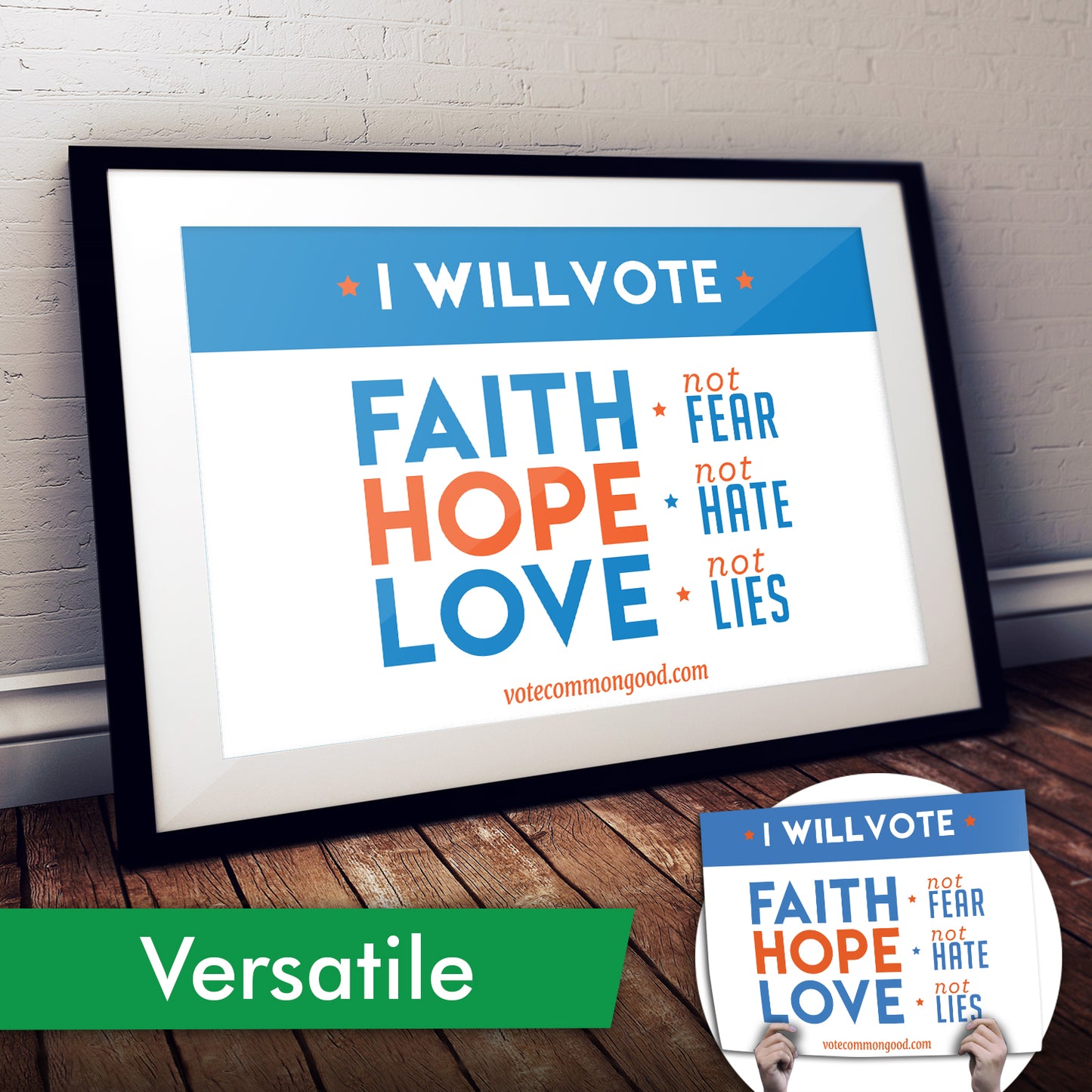 Faith, Hope & Love Cardstock Print by "Vote Common Good"