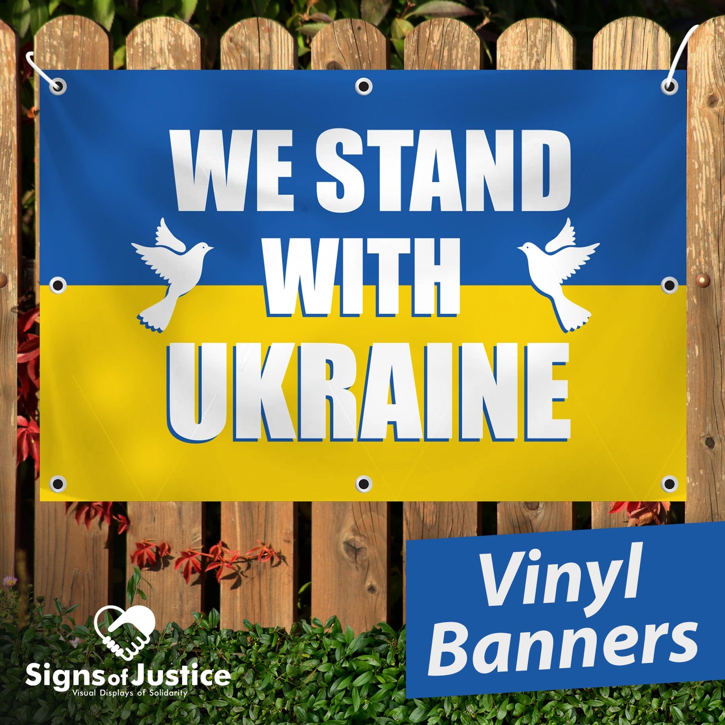 We Stand With Ukraine Vinyl Banner