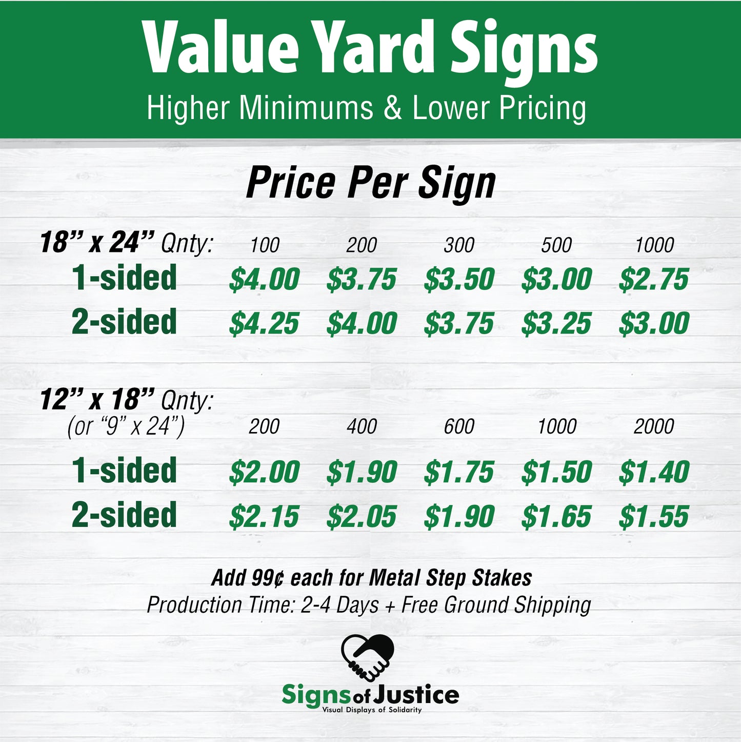 Custom 1-Sided Easy Express Yard Signs