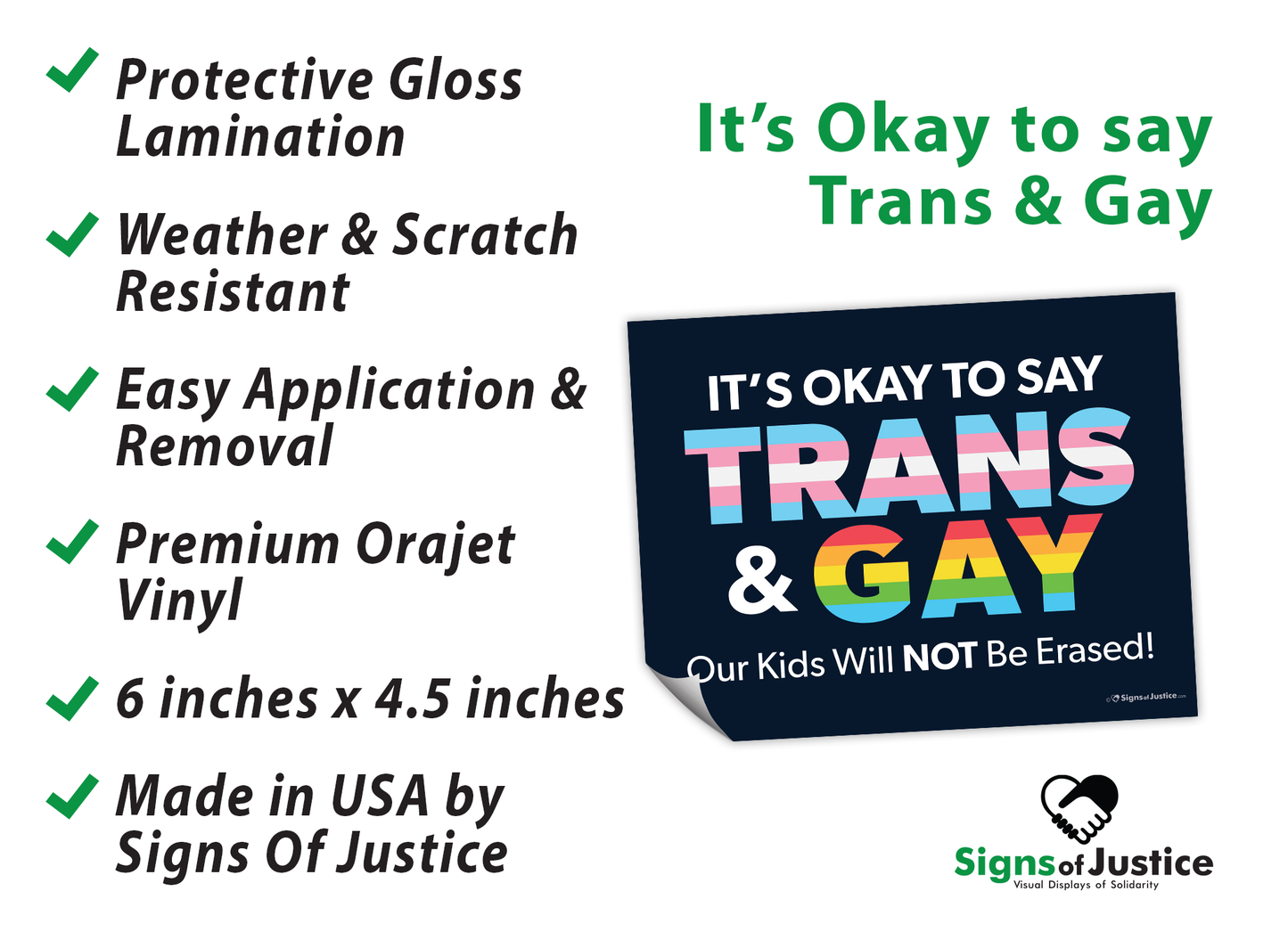 It's Okay to Say Trans & Gay Bumper Stickers