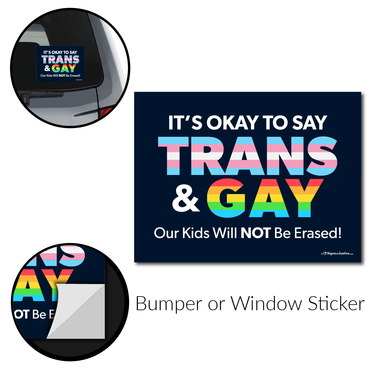 It's Okay to Say Trans & Gay Bumper Stickers