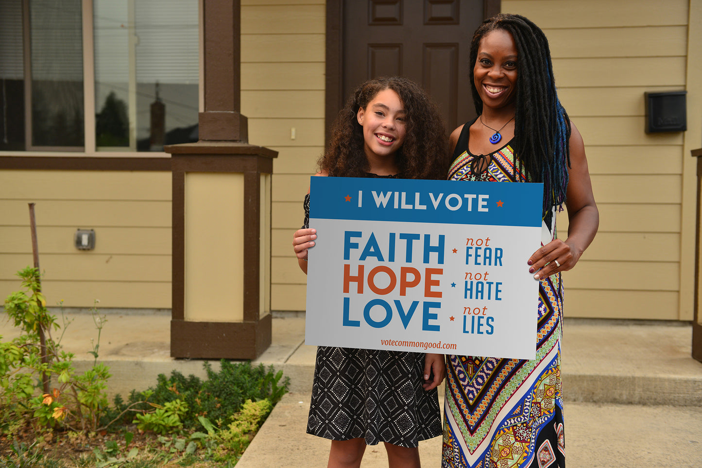 Faith, Hope & Love Yard Sign by "Vote Common Good"