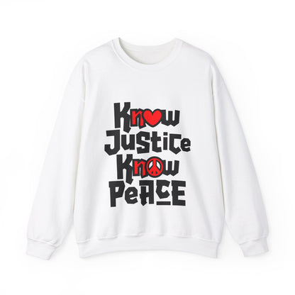 “Know Justice, Know Peace (Heart of Awareness)” Unisex Sweatshirt