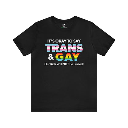 "It’s Okay to Say Trans & Gay" Unisex T-Shirt (Bella+Canvas)