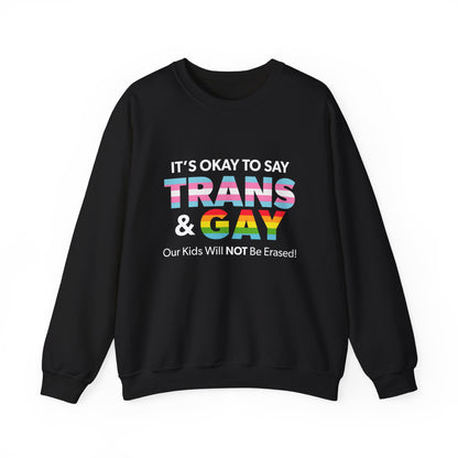 “It’s Okay to Say Trans & Gay” Unisex Sweatshirt