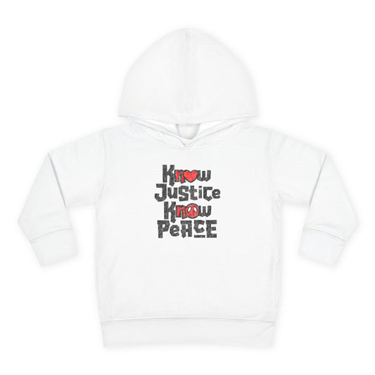 “Know Justice, Know Peace (Heart of Awareness)” Toddler Hoodie