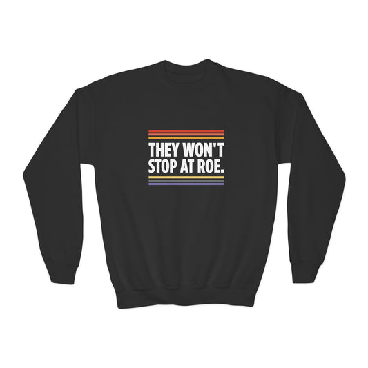 "They Won't Stop at Roe" Youth Sweatshirt