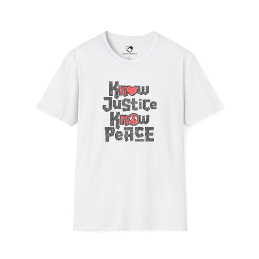 “Know Justice, Know Peace (Heart of Awareness)” Unisex T-Shirt
