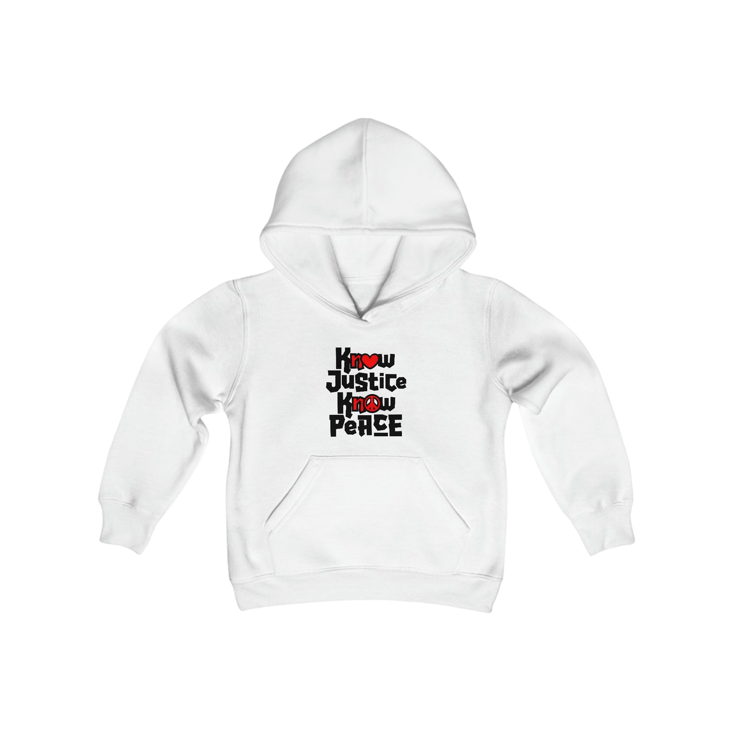 “Know Justice, Know Peace (Heart of Awareness)” Youth Hoodie