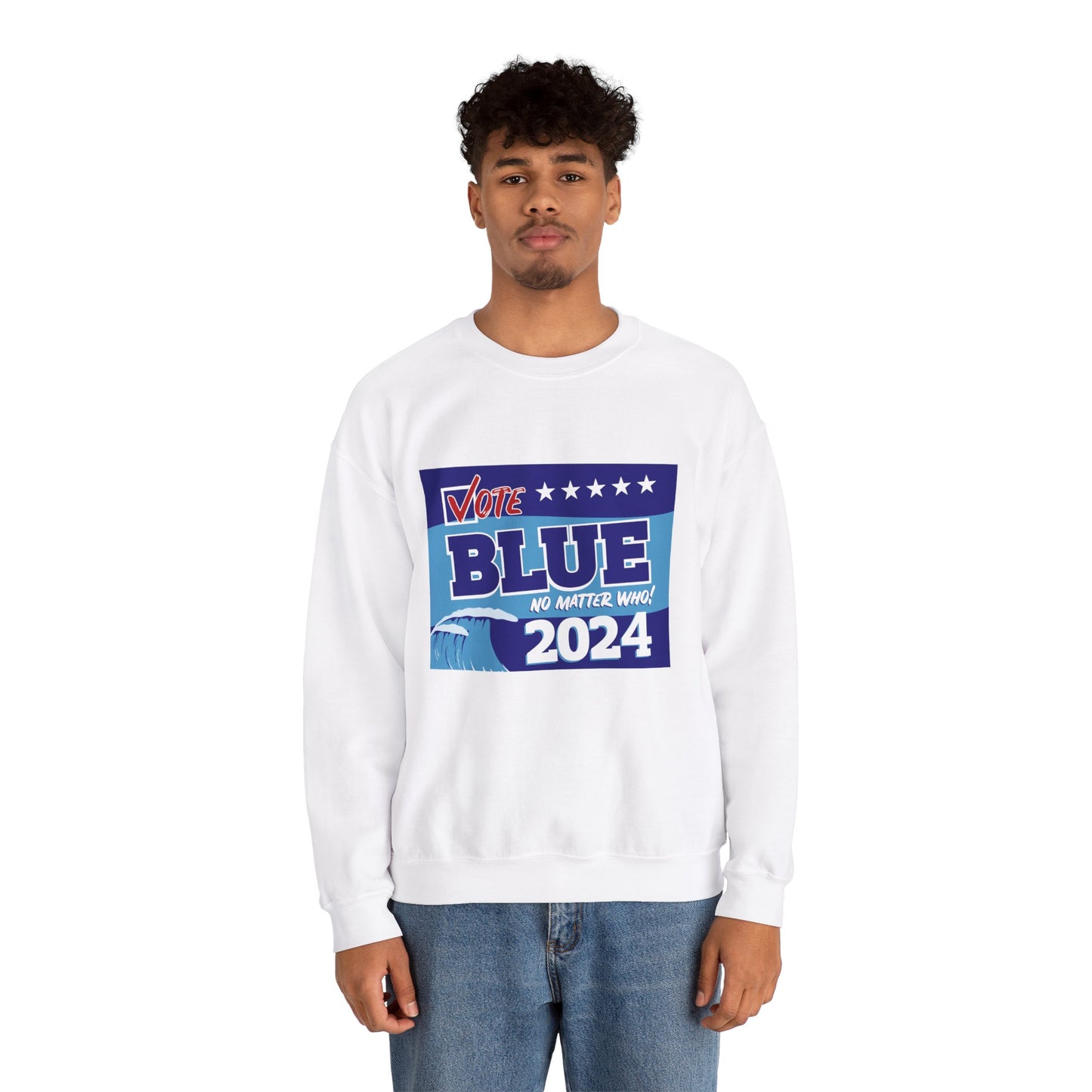 “Vote Blue No Matter Who, Blue Wave 2024” Unisex Sweatshirt