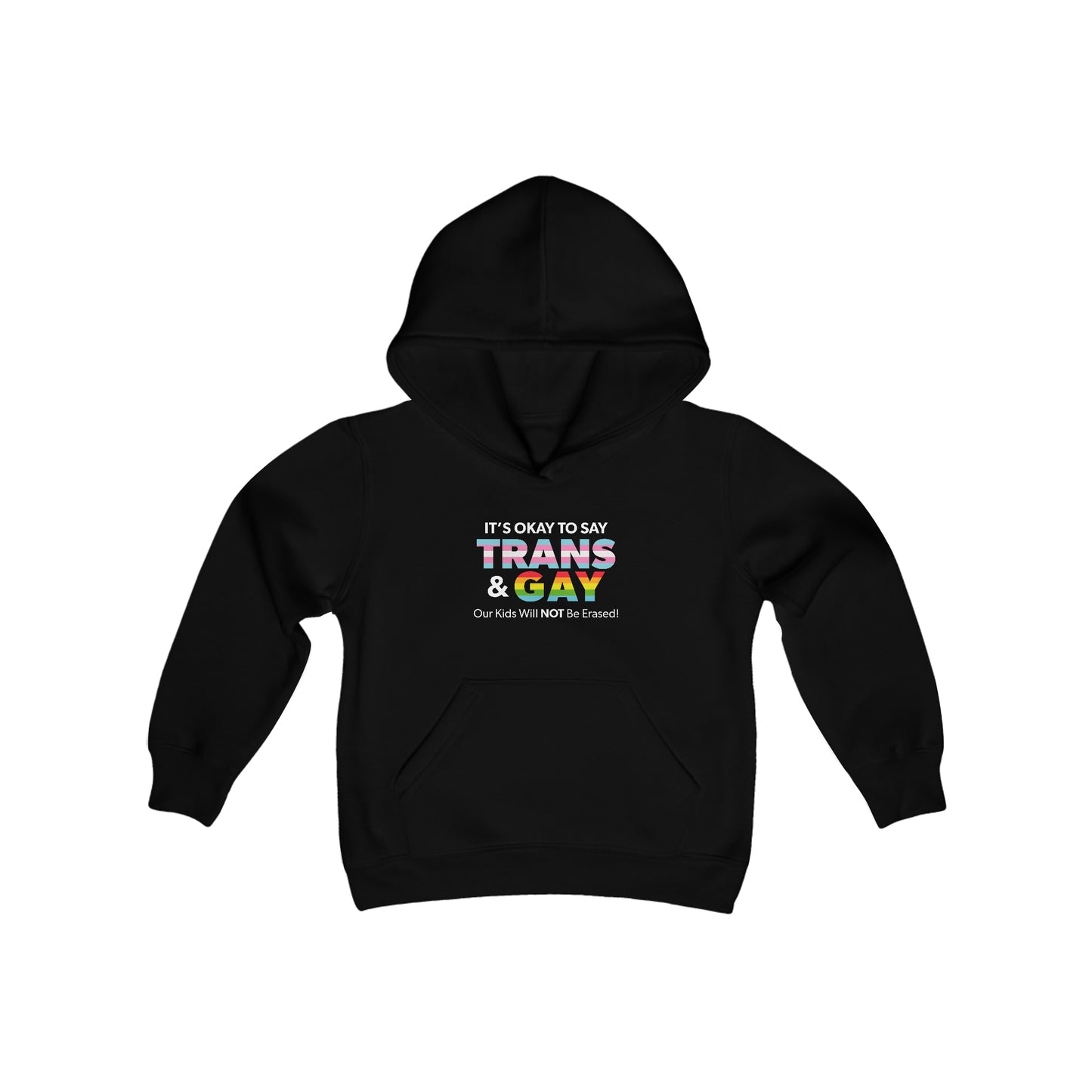 “It’s Okay to Say Trans & Gay” Youth Hoodie