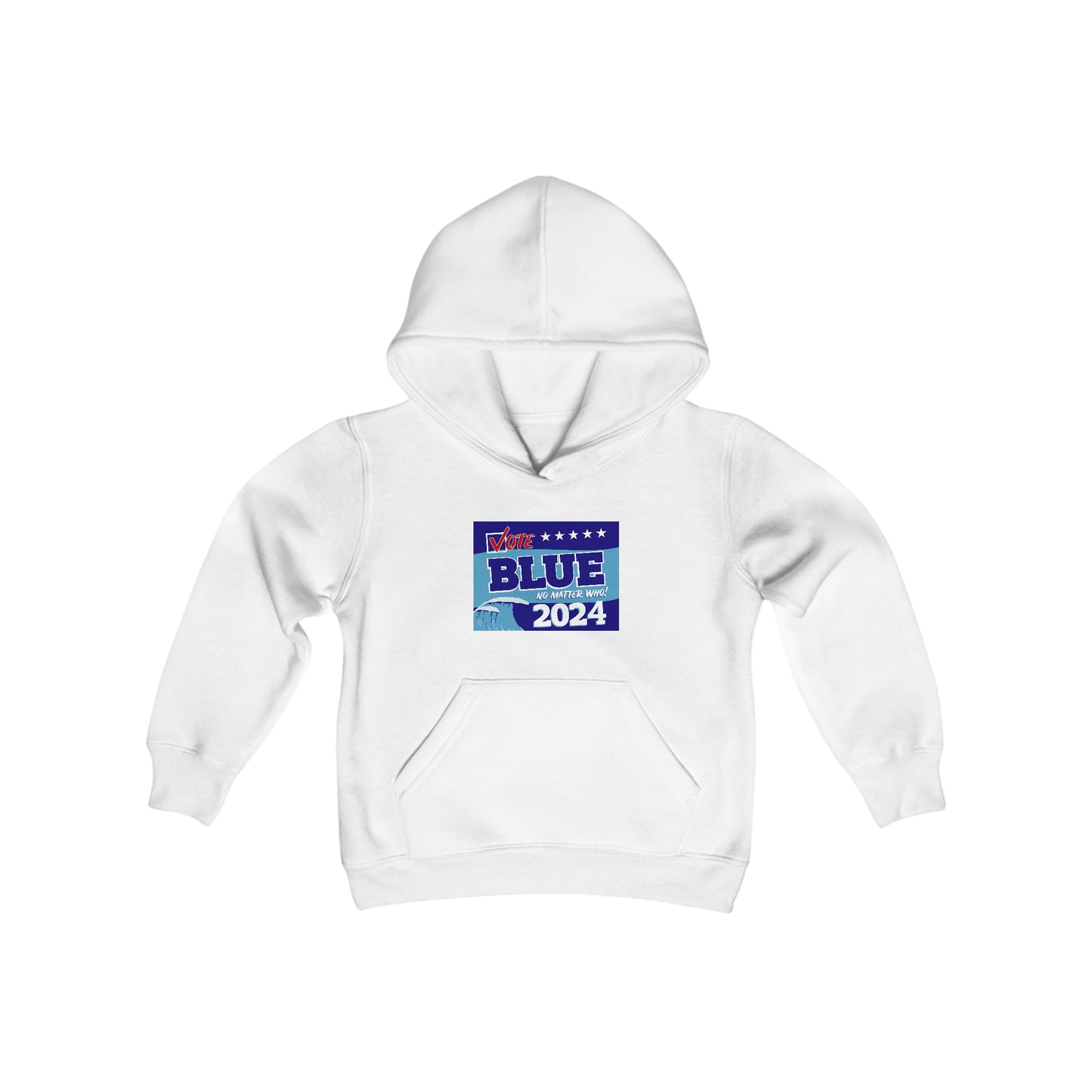 “Vote Blue No Matter Who, Blue Wave 2024” Youth Hoodie