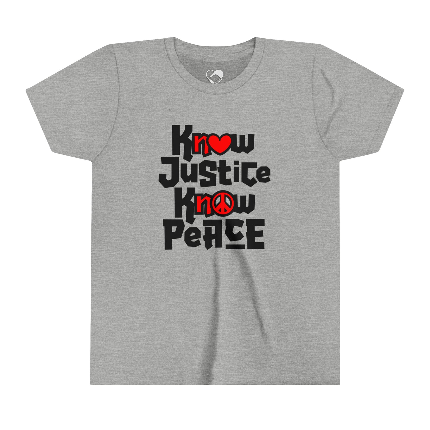“Know Justice, Know Peace (Heart of Awareness)” Youth T-Shirt