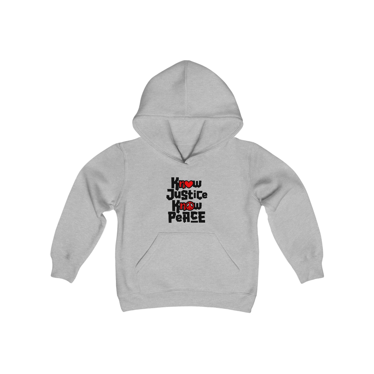 “Know Justice, Know Peace (Heart of Awareness)” Youth Hoodie