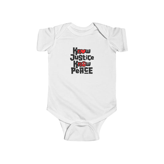 “Know Justice, Know Peace (Heart of Awareness)” Infant Onesie
