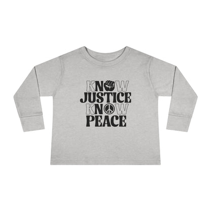 “Know Justice, Know Peace (Classic)” Toddler Long Sleeve Tee