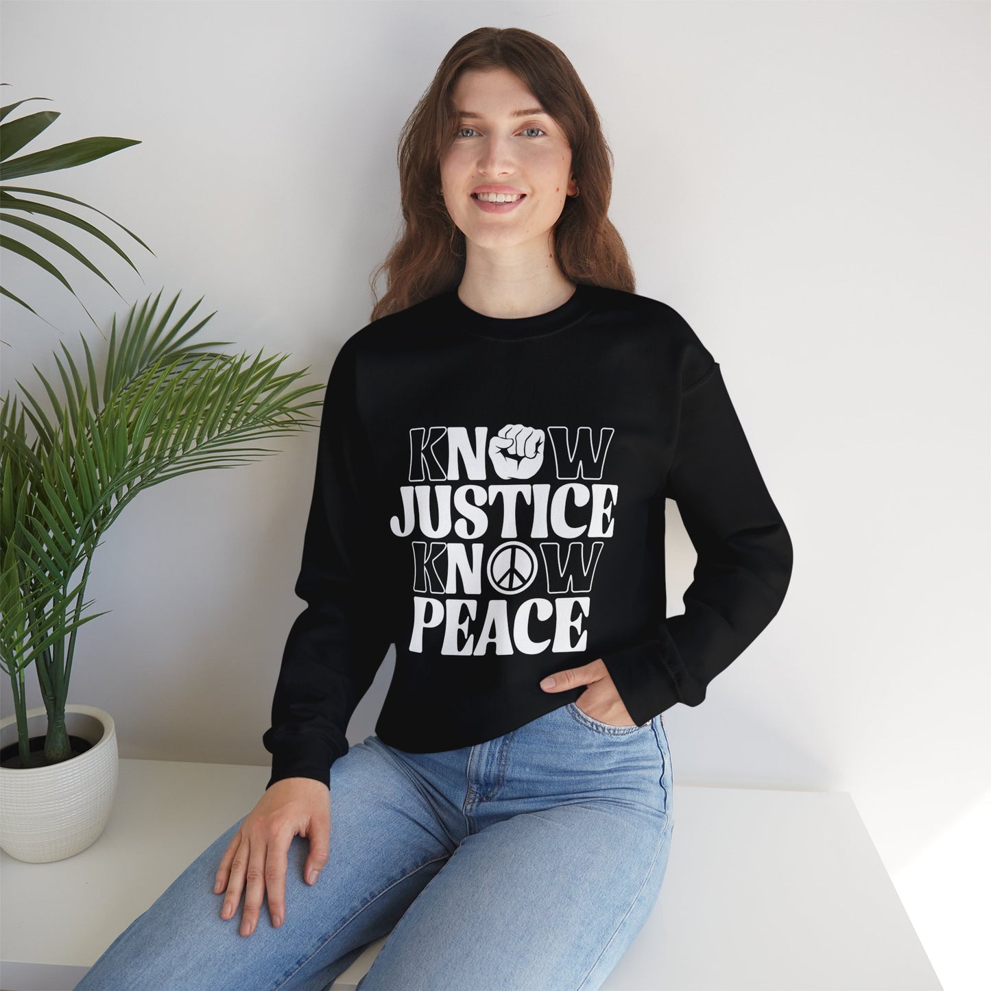 “Know Justice, Know Peace (Classic)” Unisex Sweatshirt