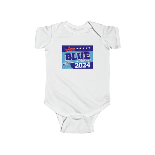 “Vote Blue No Matter Who, Blue Wave 2024” Infant Onesie