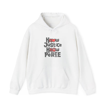 “Know Justice, Know Peace (Heart of Awareness)” Unisex Hoodie