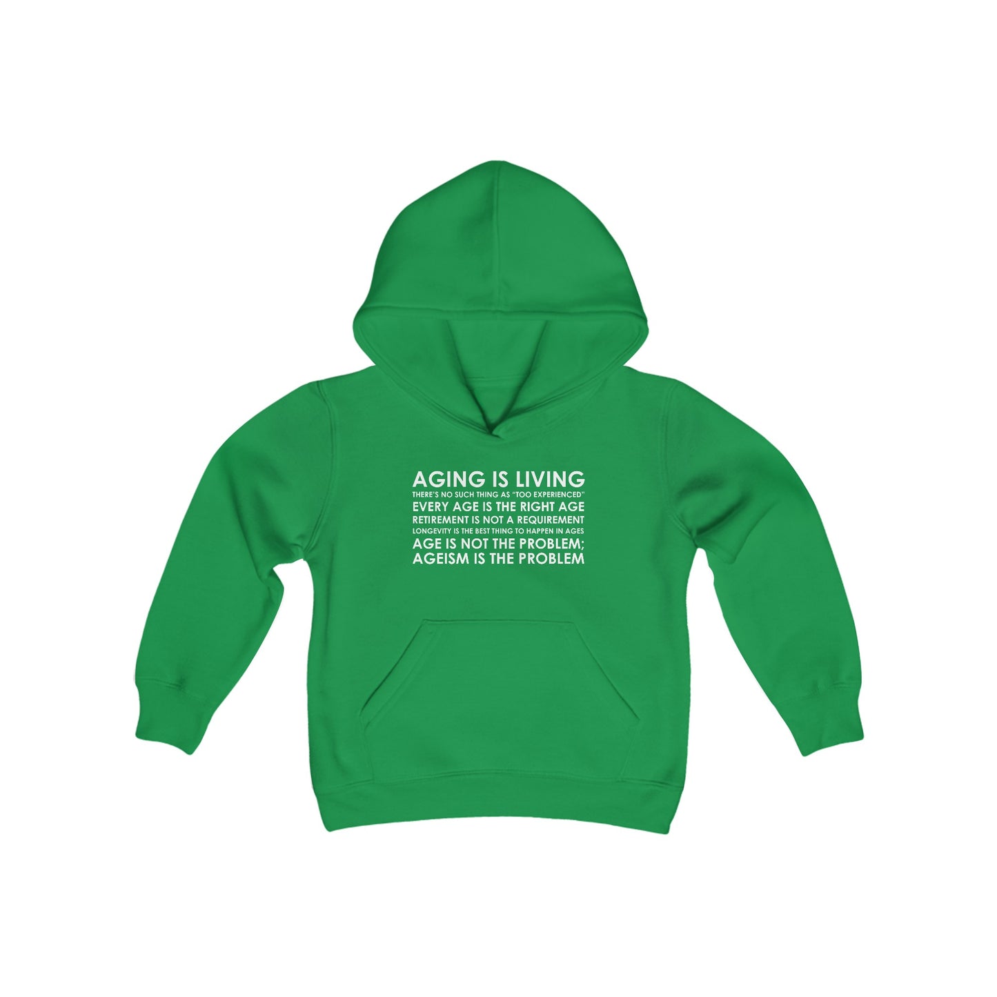 “Aging Is Living” Youth Hoodie