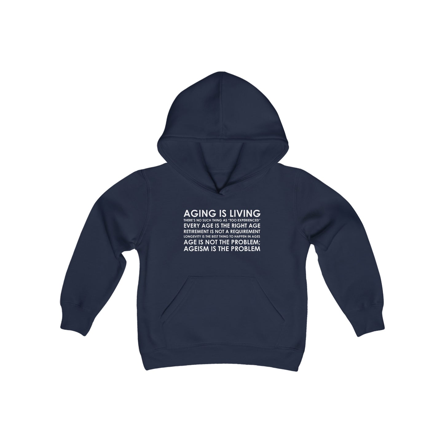 “Aging Is Living” Youth Hoodie